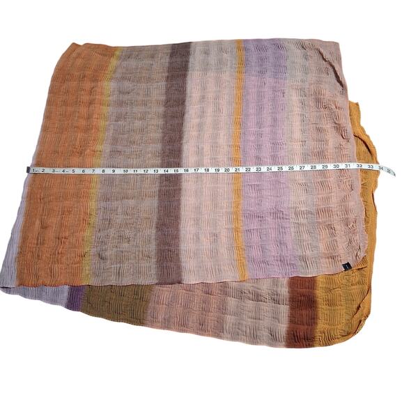 Boho 64 Inch Long Sheer Scarf Earthy Tones Color Gradient Soft Wide Flowy Drape - Picture 3 of 5